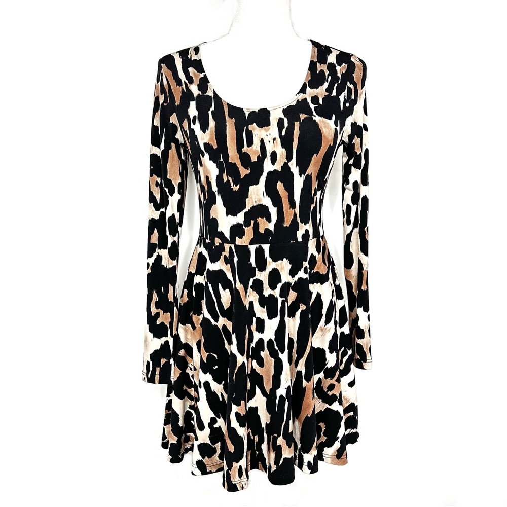 Show Me Your MuMu Stevie Babydoll Leopard Animal Print Skater Fit & Flare Dress